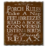 Porch Rules - Corrugated Metal Sign
