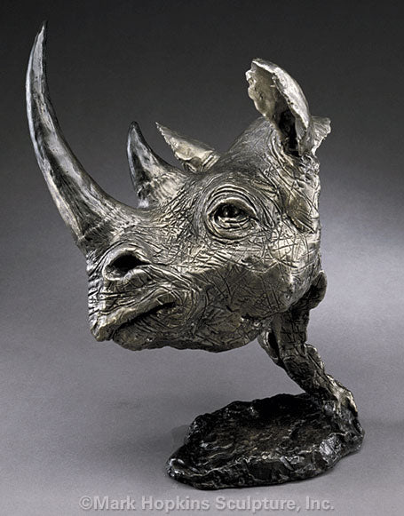 Black Rhino Mark Hopkins Sculpture Limited Edition Bronze-Made in USA