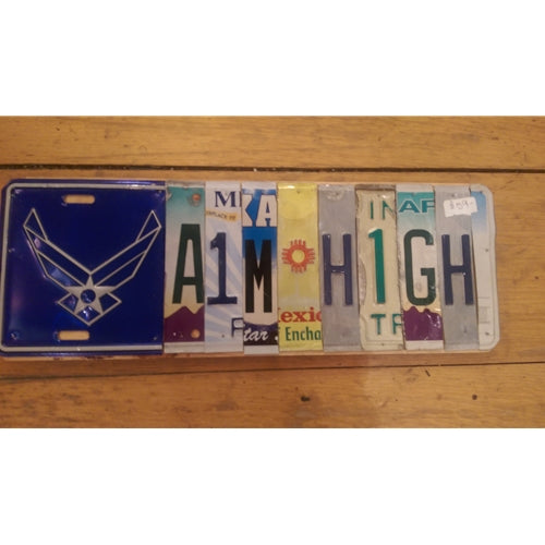 License Plate Wall Art - Aim High (Logo)