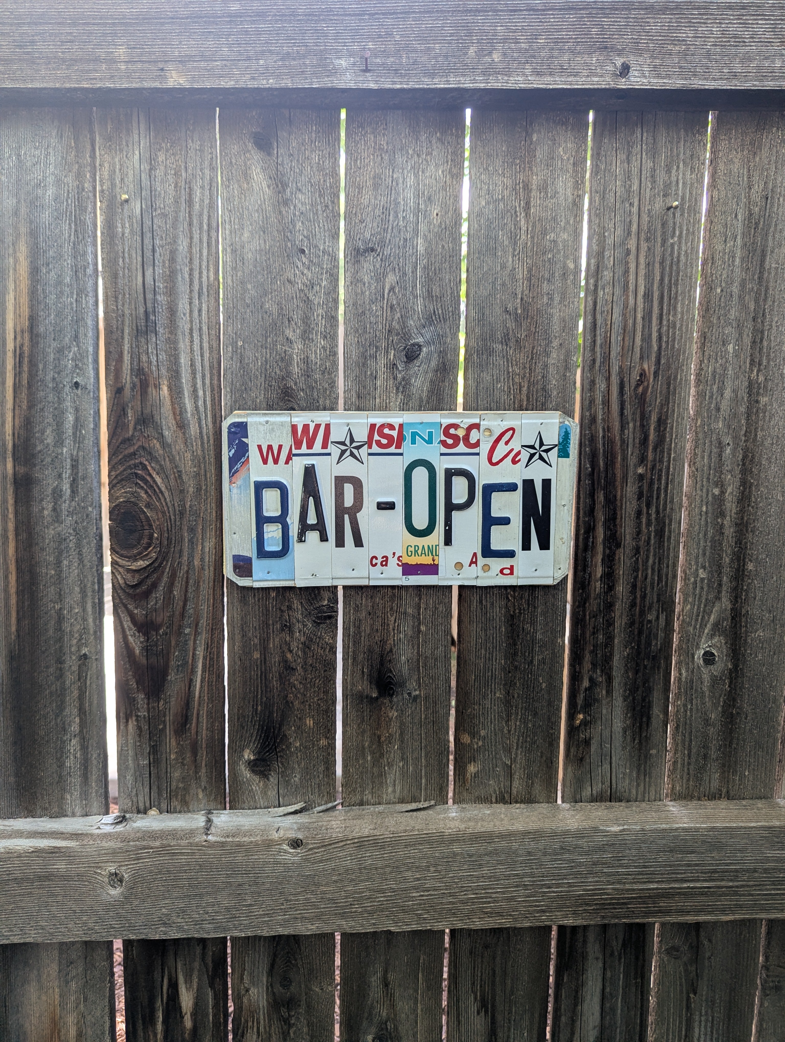 Bar Open  — One-of-a-Kind License Plate Wall Art (Ready to Ship)