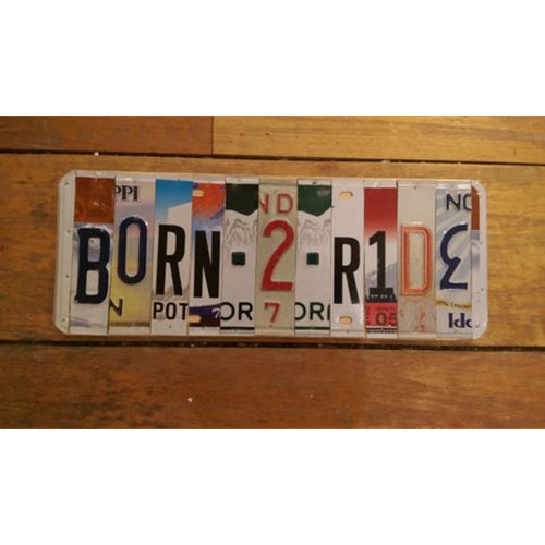 License Plate Wall Art - Born 2 Ride