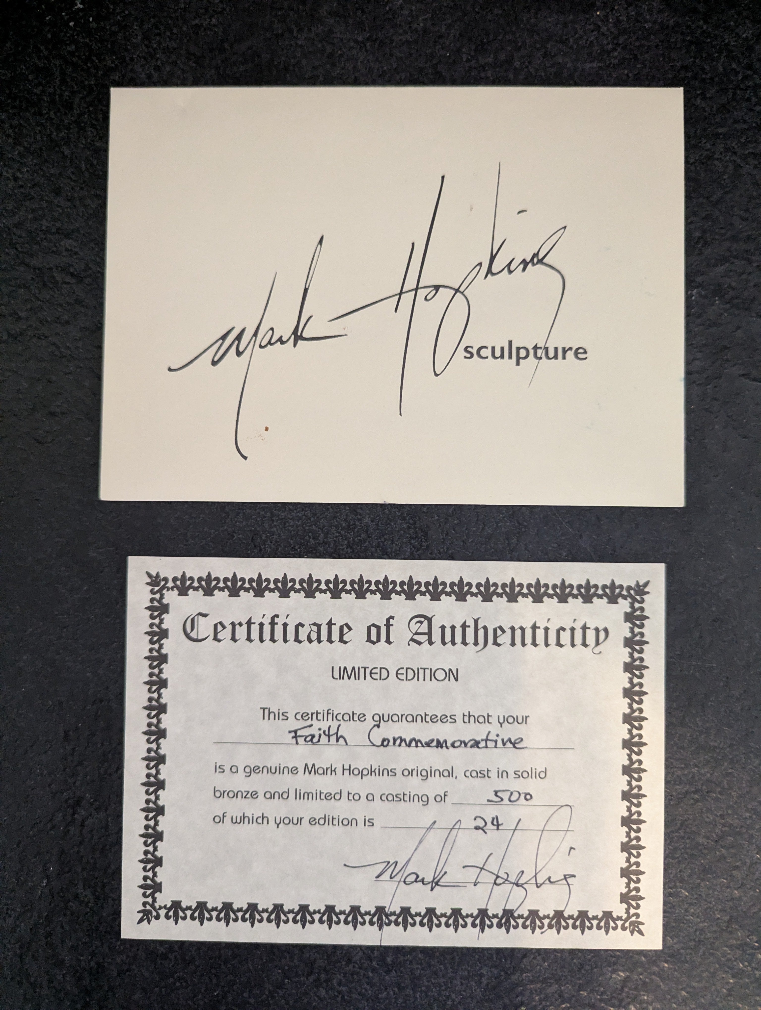 Faith-Commemorative Bronze #24 OF 500 Mark Hopkins Sculpture - Made in USA