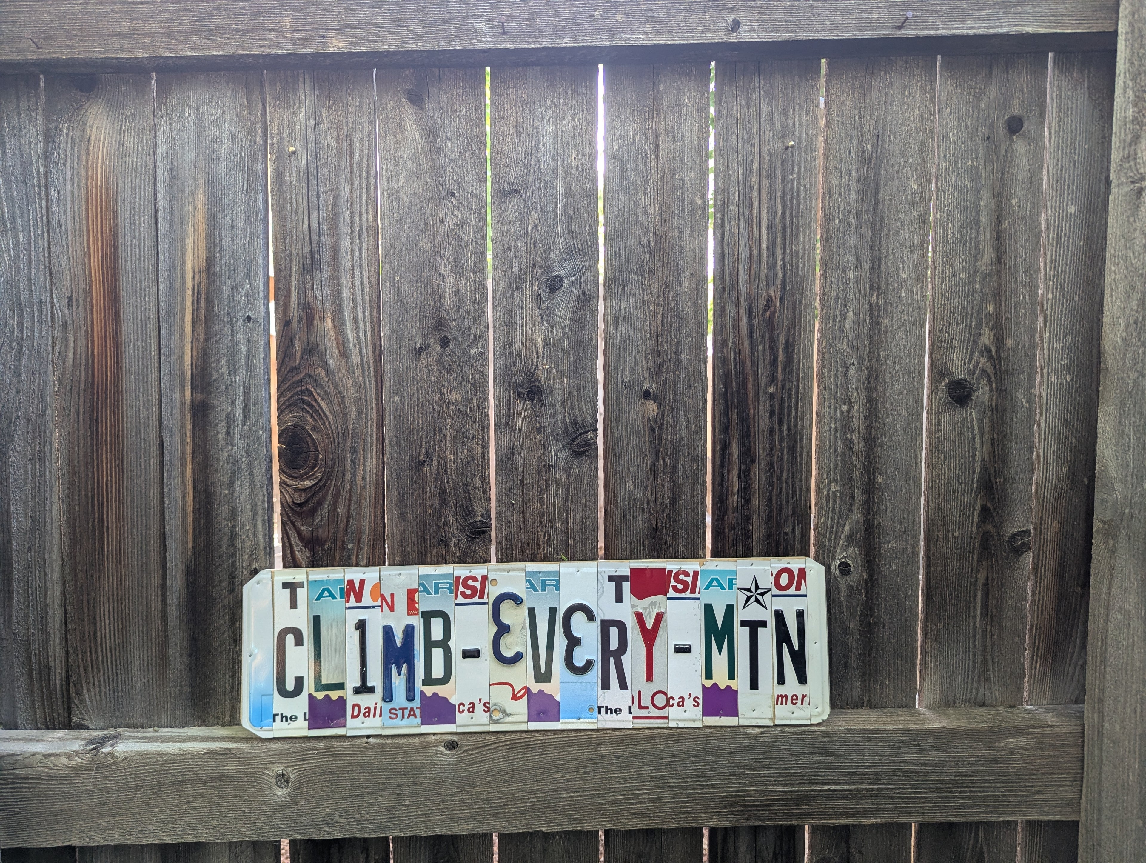 Climb Every Mtn  — One-of-a-Kind License Plate Wall Art (Ready to Ship)