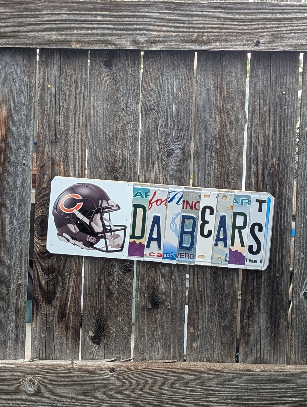 Da Bears  — One-of-a-Kind License Plate Wall Art (Ready to Ship)