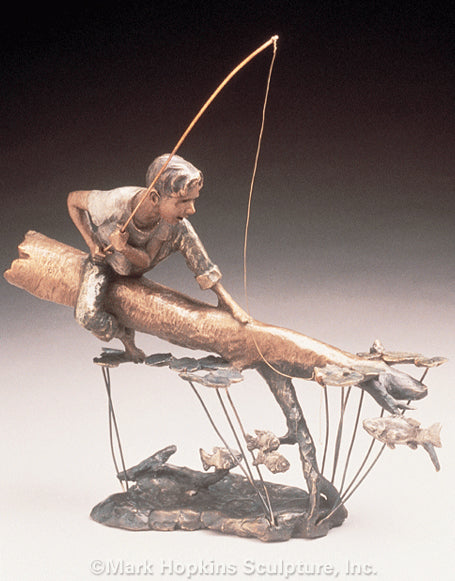 Mark Hopkins Sculpture -Fishing Hole-Limited Edition Bronze- Made in USA