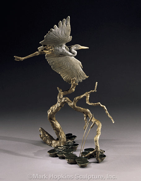 Great Blue Heron Mark Hopkins Sculpture Limited Edition Bronze-Made in USA