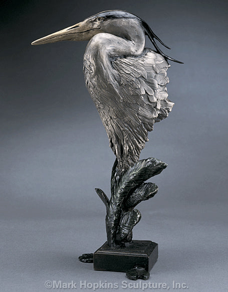 Great Blue Heron Small Eli Hopkins Sculpture Limited Edition Bronze-Made in USA