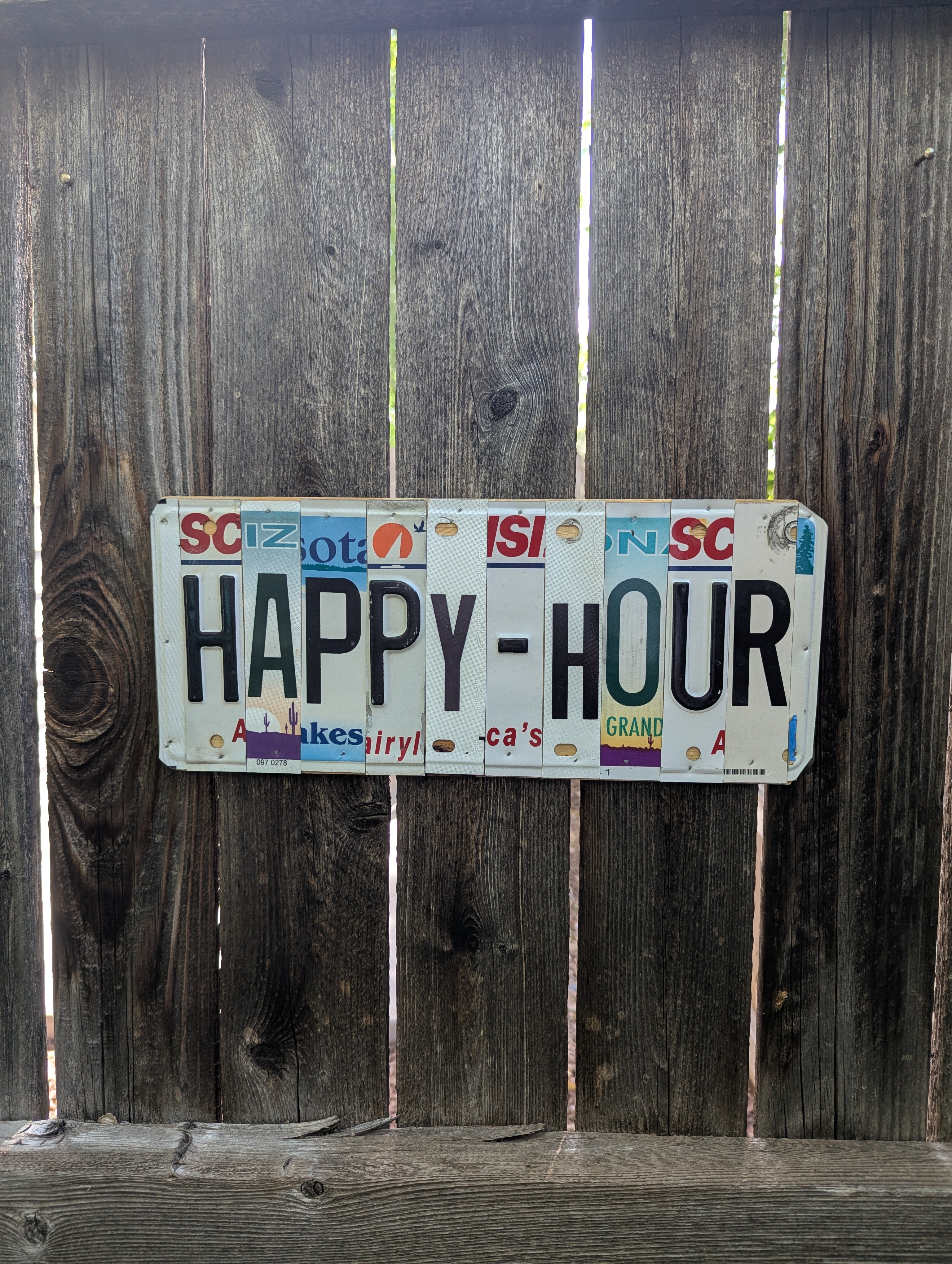 Happy Hour  — One-of-a-Kind License Plate Wall Art (Ready to Ship)