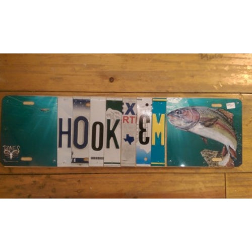Custom License Plate - Hook Em (Logo)
