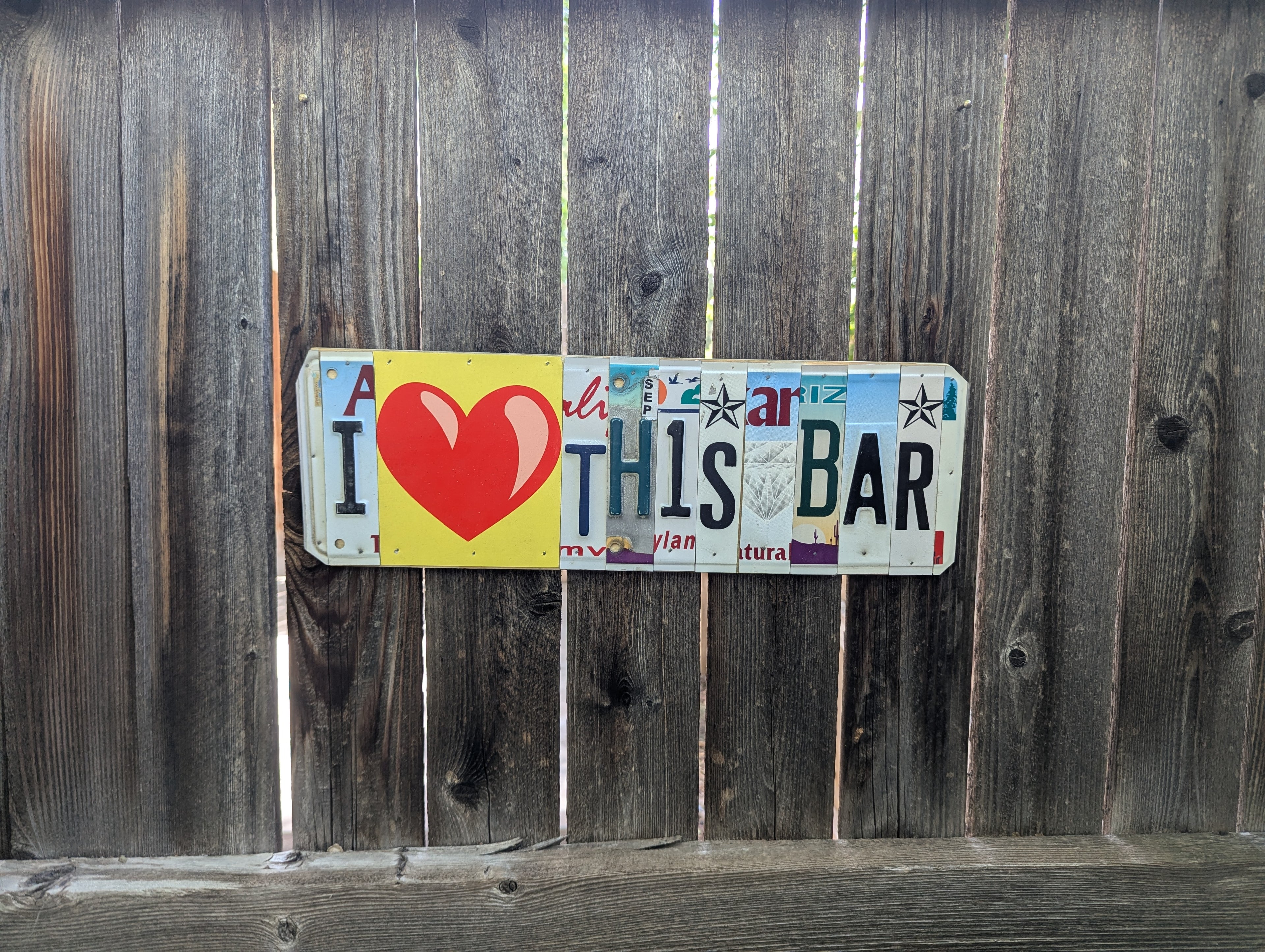 I (Heart) This Bar  — One-of-a-Kind License Plate Wall Art (Ready to Ship)