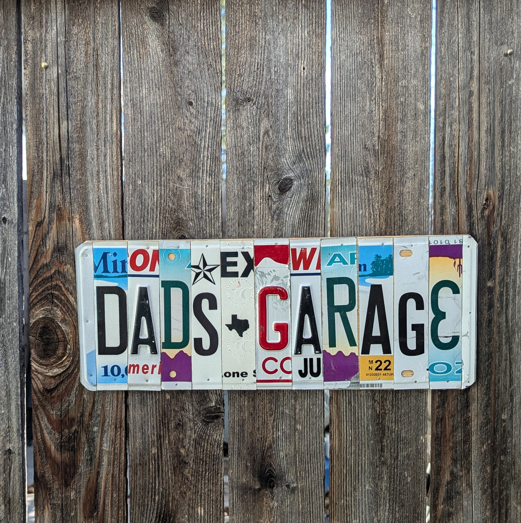 Dads Garage — One-of-a-Kind License Plate Wall Art (Ready to Ship)