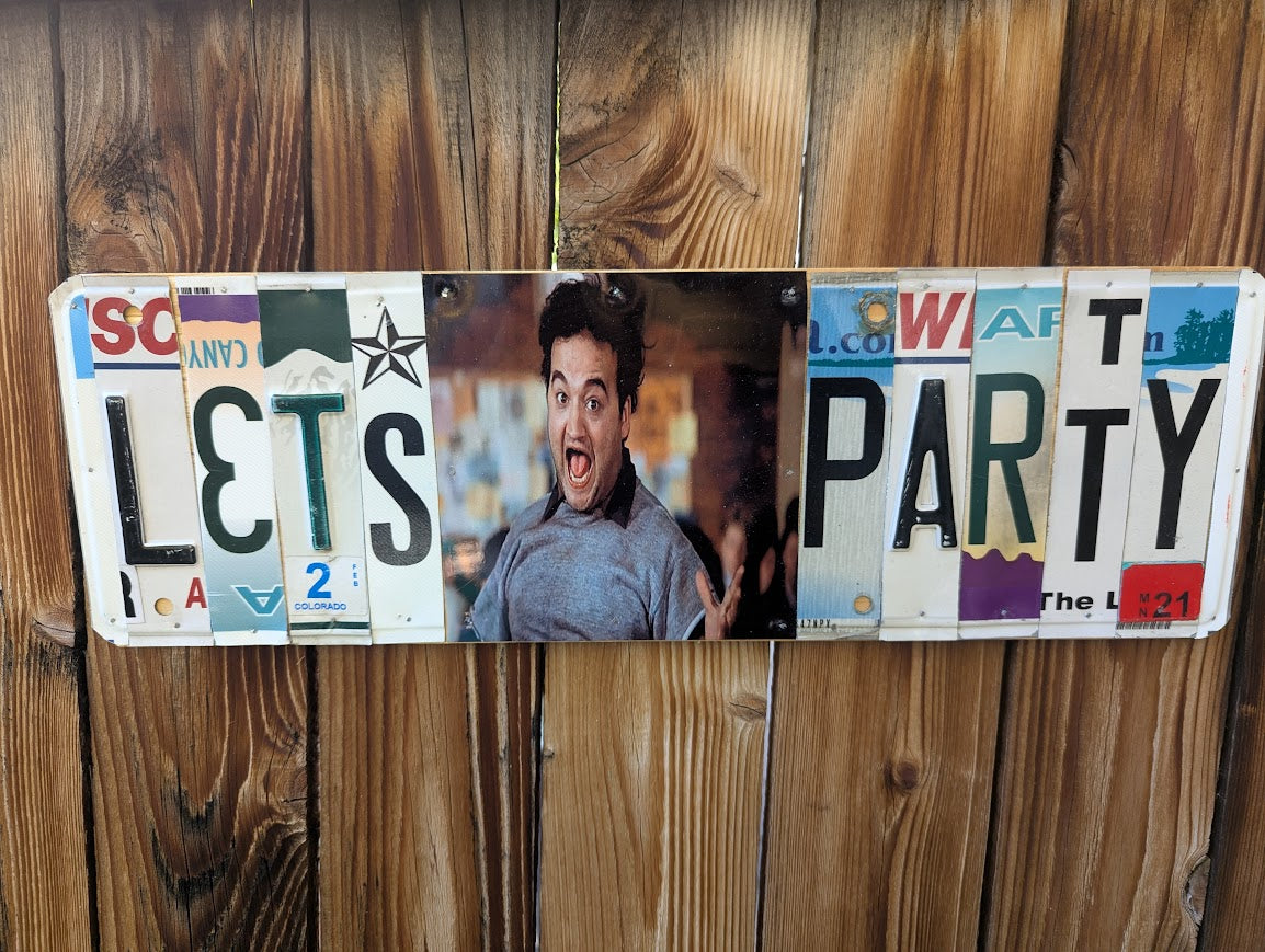 License Plate Wall Art –-Lets Party (Feature Piece)