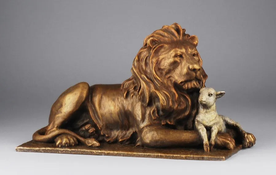 The Lion & The Lamb Mark Hopkins Sculpture Limited Edition Bronze- Made in USA