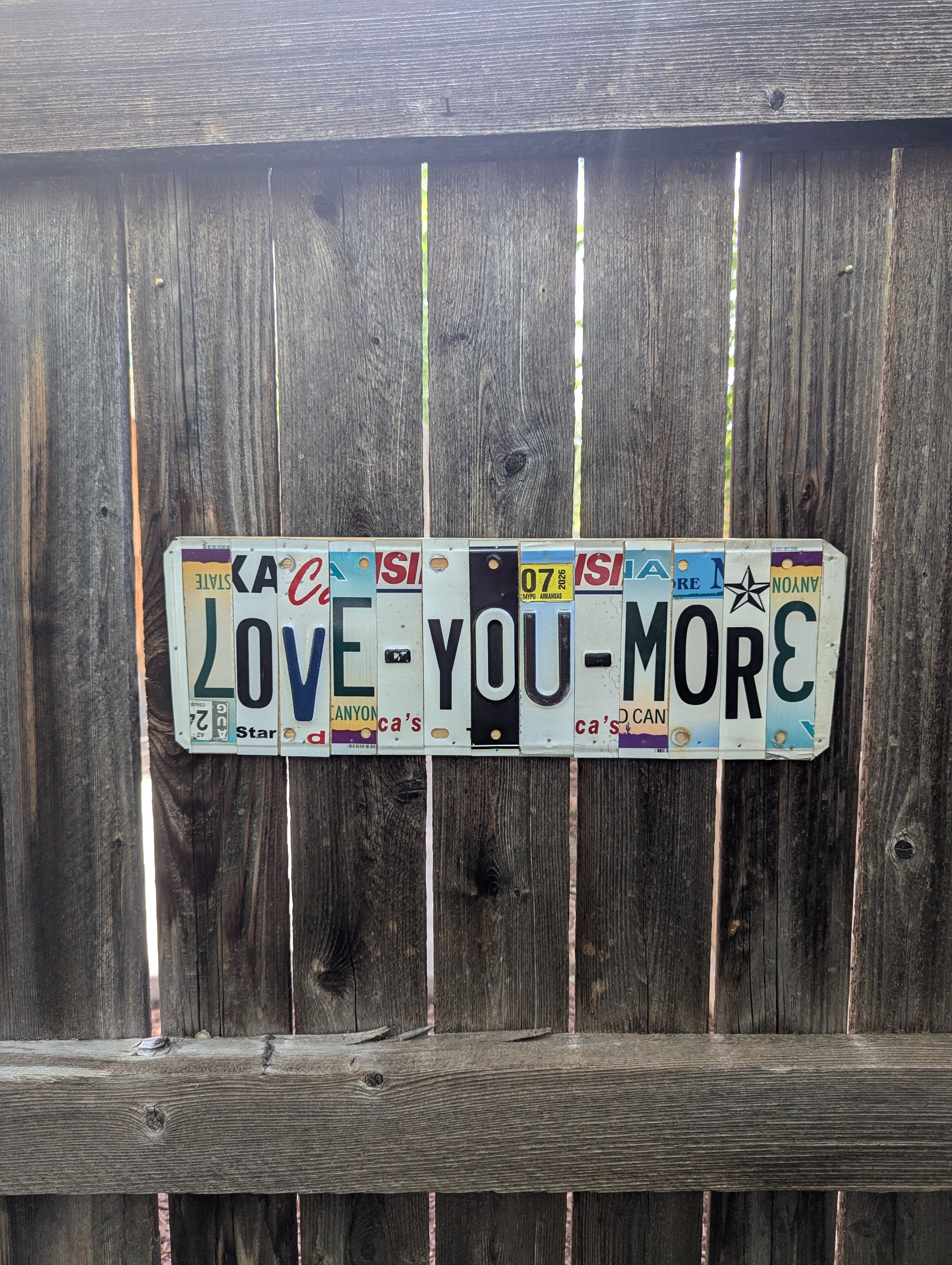 Love You More - One-of-a-Kind License Plate Wall Art (Ready to Ship)