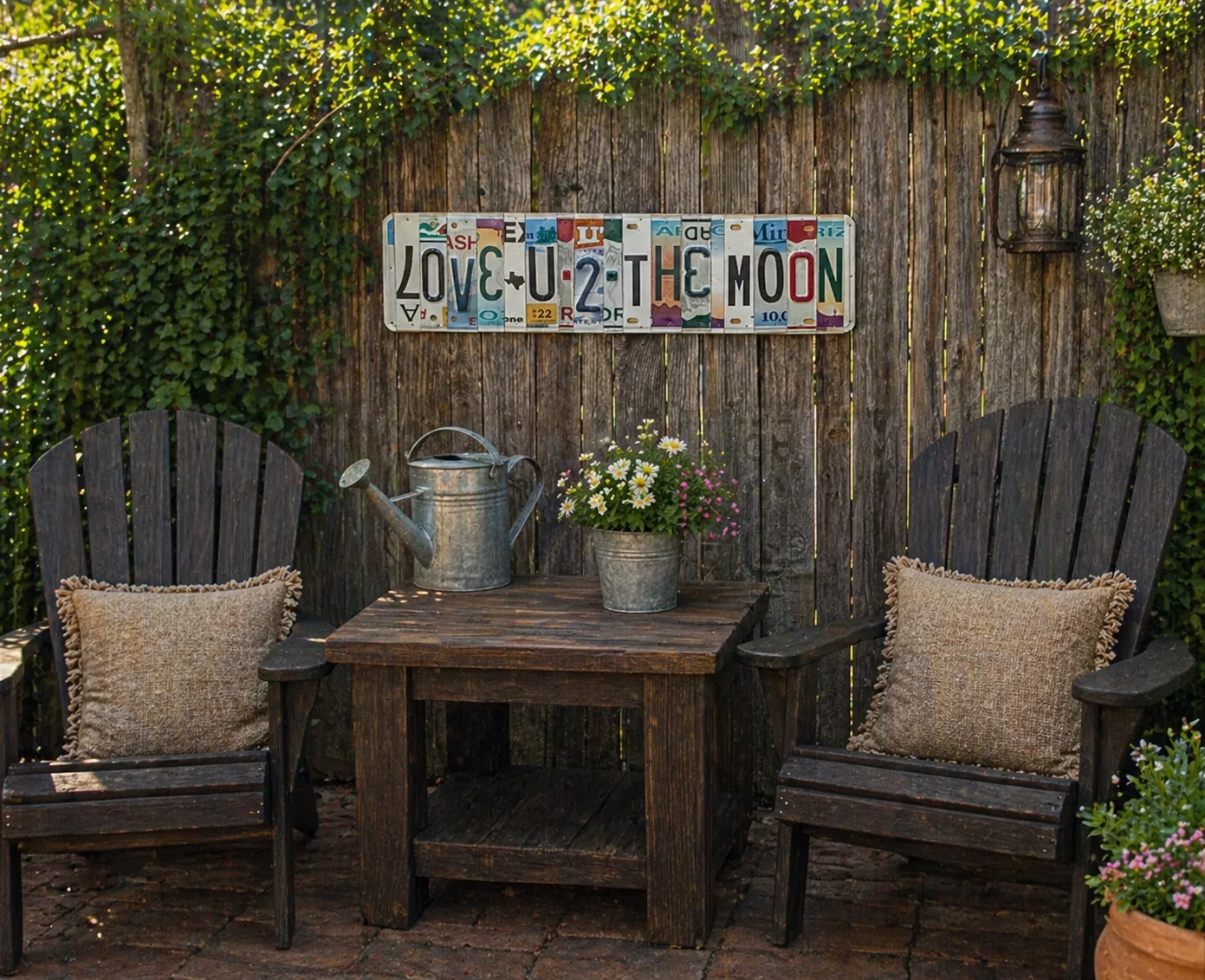 Love U 2 The Moon  — One-of-a-Kind License Plate Wall Art (Ready to Ship)