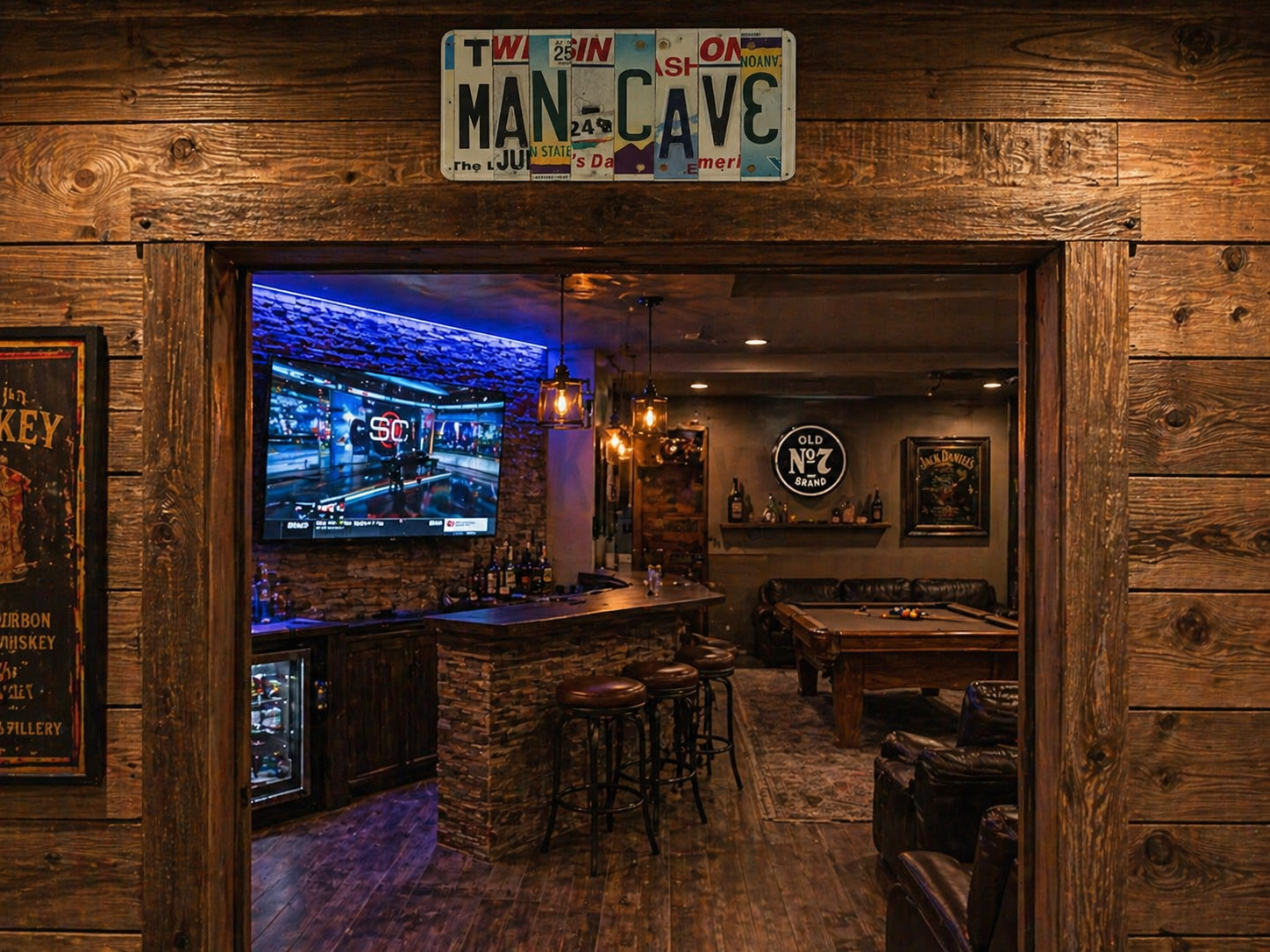 Man Cave  — One-of-a-Kind License Plate Wall Art (Ready to Ship)