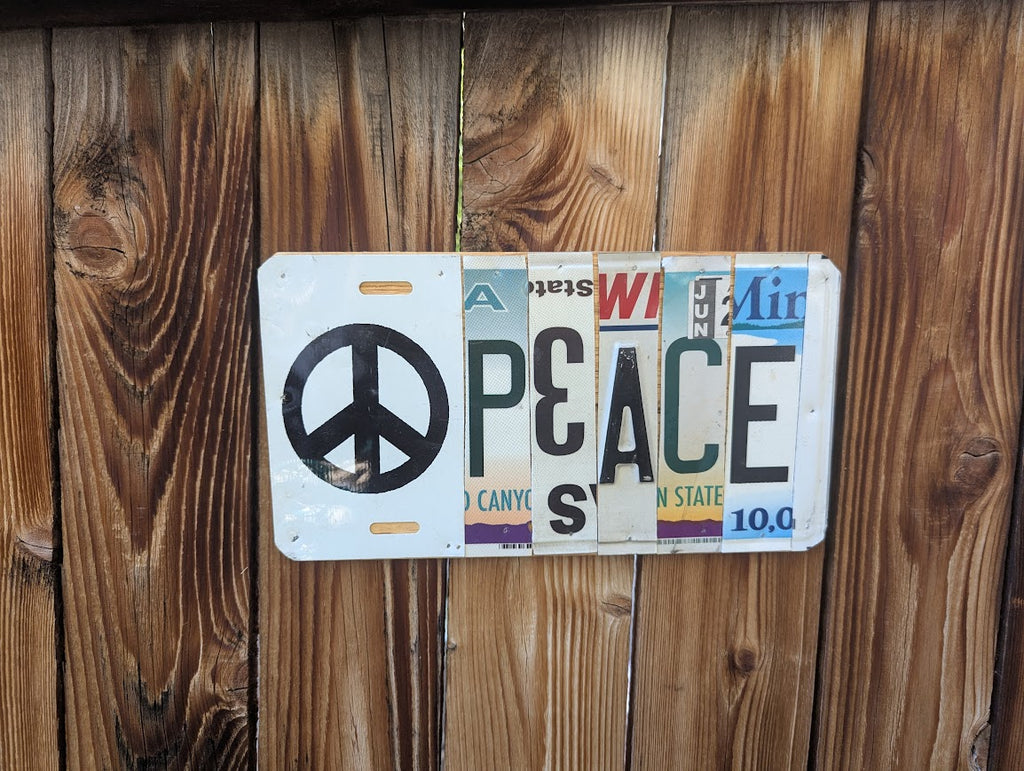 Peace  — One-of-a-Kind License Plate Wall Art (Ready to Ship)