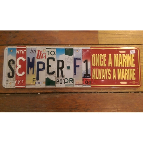 License Plate Wall Art- Semper Fi (Logo)