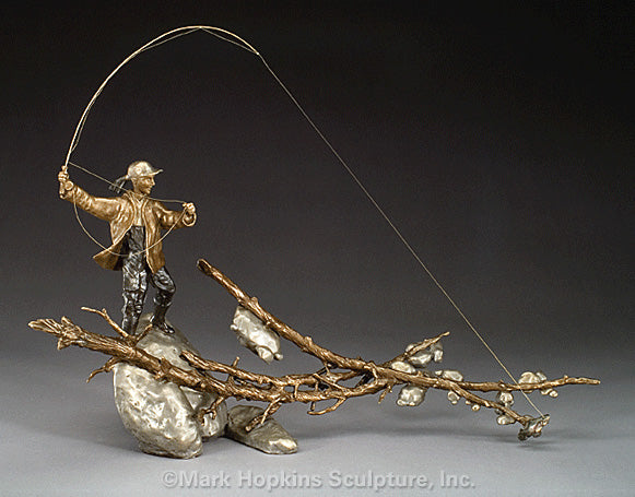 Setting the Hook Female Mark Hopkins Sculpture Limited Edition Bronze- Made in USA