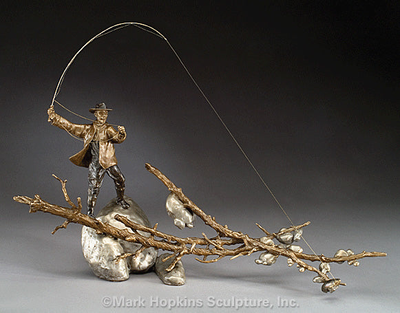 Mark Hopkins Sculpture - Setting the Hook Male-Limited Edition Bronze- Made in USA