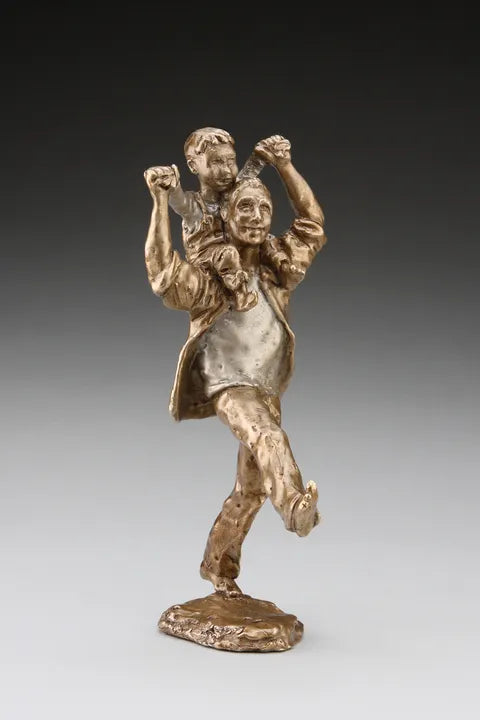 Shoulder Ride Boy Mark Hopkins Sculpture Limited Edition Bronze- Made in USA