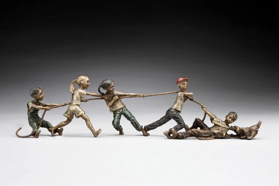 Mark Hopkins Sculpture -Tug-O-War-Limited Edition Bronze- Made in USA