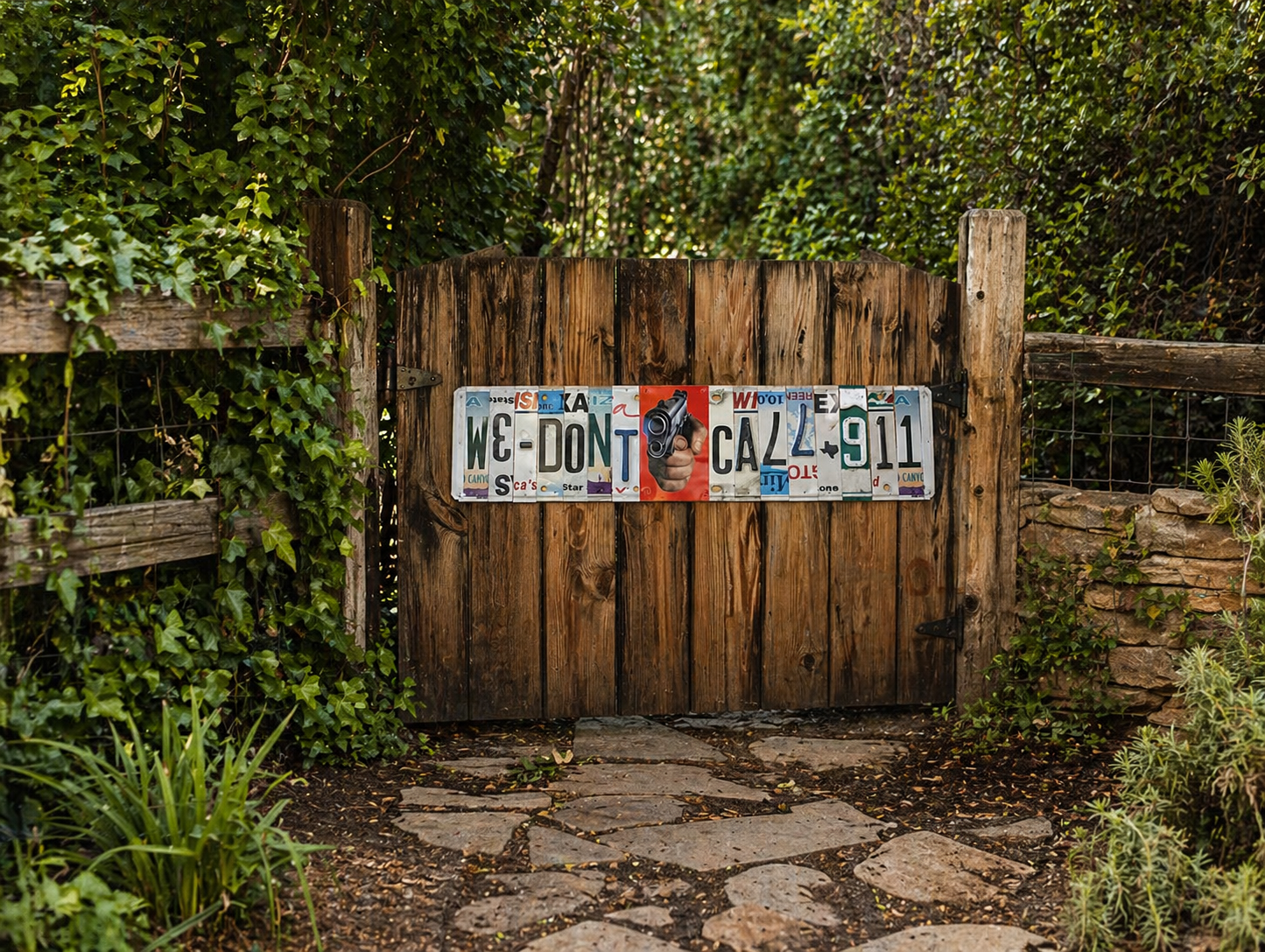 We Don't Call 911  — One-of-a-Kind License Plate Wall Art (Ready to Ship)