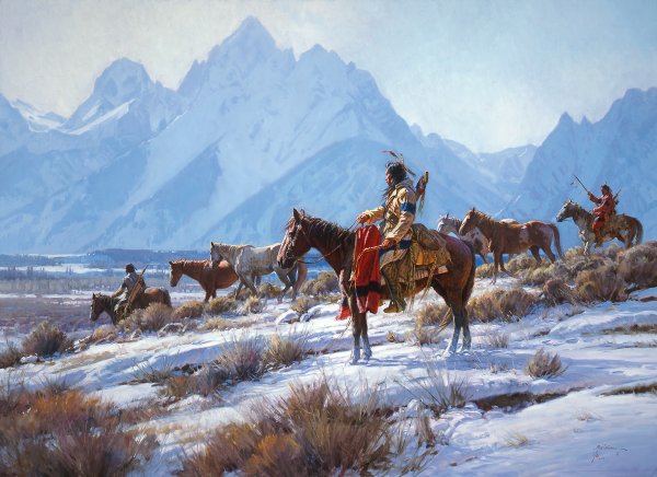 "Apsaalooke Horse Hunters" Martin Grelle - Giclee on canvas  32 x 45 S/N 150