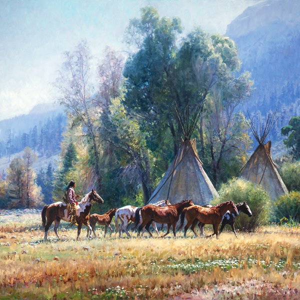 "Back from the River" Martin Grelle - Giclee on canvas  36 x 36 S/N 150