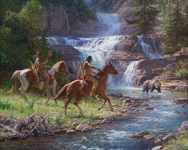 "Encounter at the Falls" Martin Grelle - Giclee on canvas  24 x 30 S/N 150