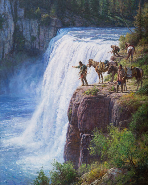 "Offering to the Spirit in the Falls" Martin Grelle - Giclee on canvas  40 x 32 S/N 150