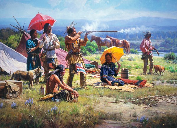 "Parasols and Black Powder" Martin Grelle - Giclee on canvas  32 x 45 S/N 150