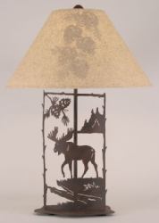 Brown Metal Moose Lamp