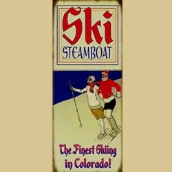 Old Fashioned Skiing Couple  Sign