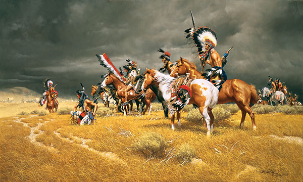 Watching the Wagons by Western Artist Frank McCarthy
