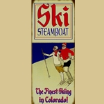 Old Fashioned Skiing Couple Sign