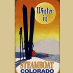 Winter Sunset Ski Sign