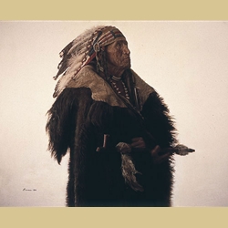 Crow Indian With Peace Pipe by James Bama
