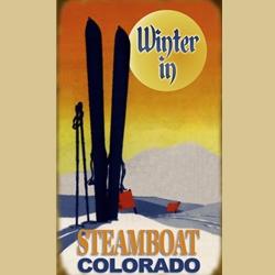 Winter Sunset Ski Sign